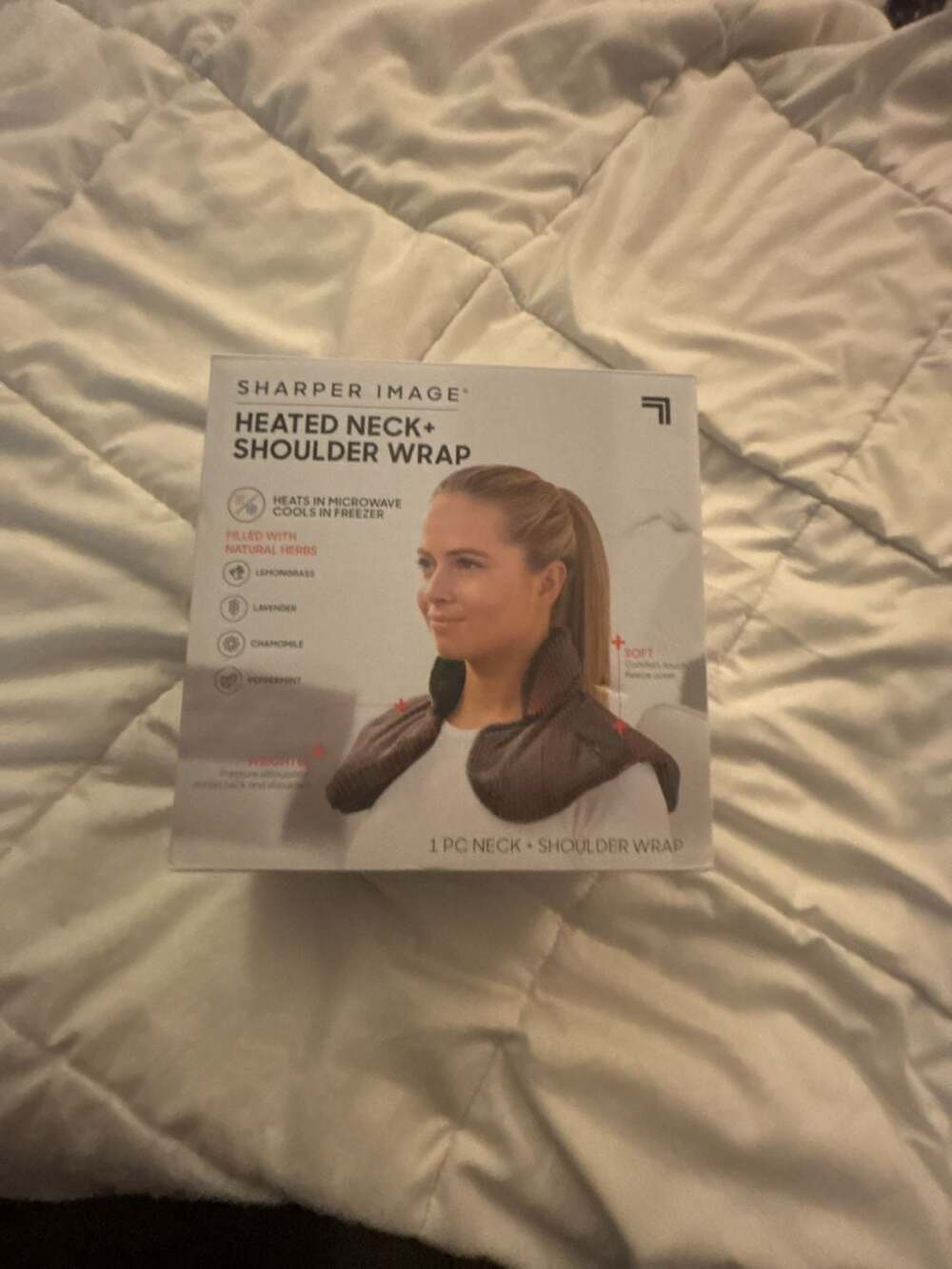 Sharper Image Heated Neck and Shoulder Wrap Gray Lavender Scented